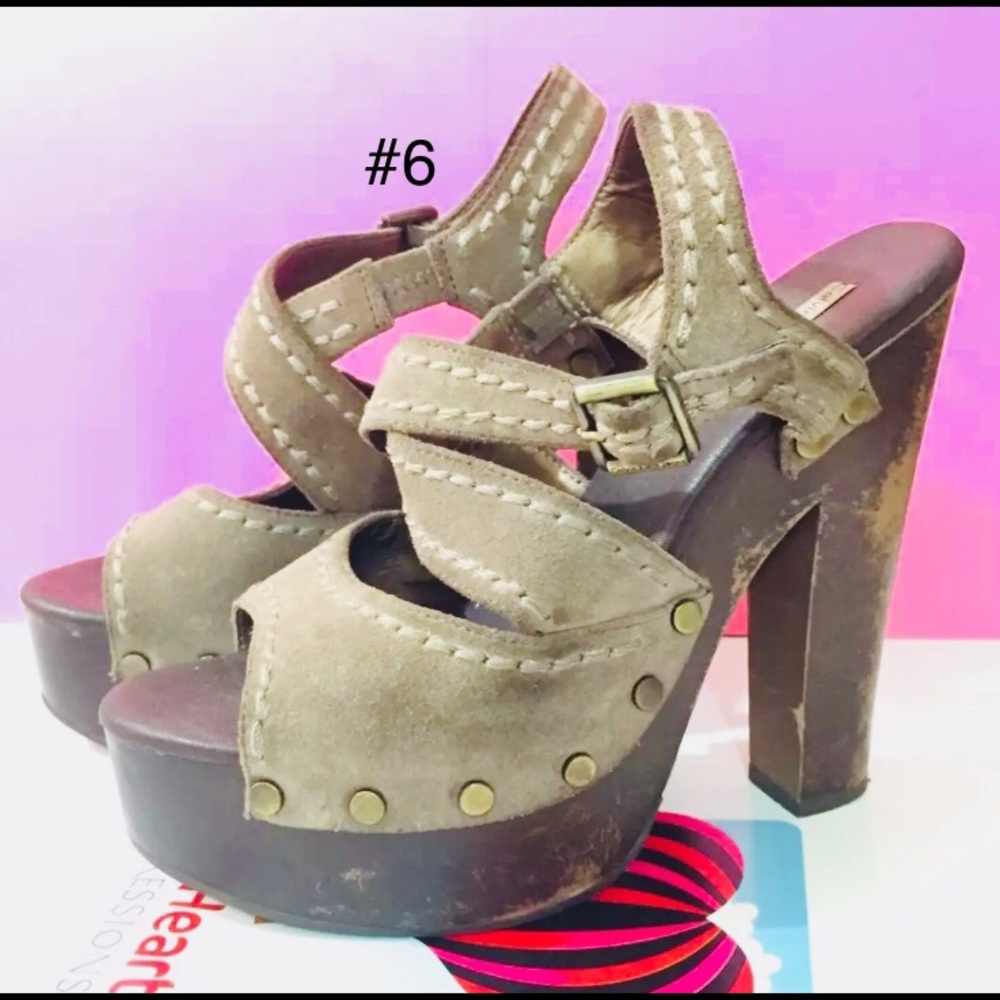 Calvin Klein comfy brown real Leather Wedges platform sandals 7.5